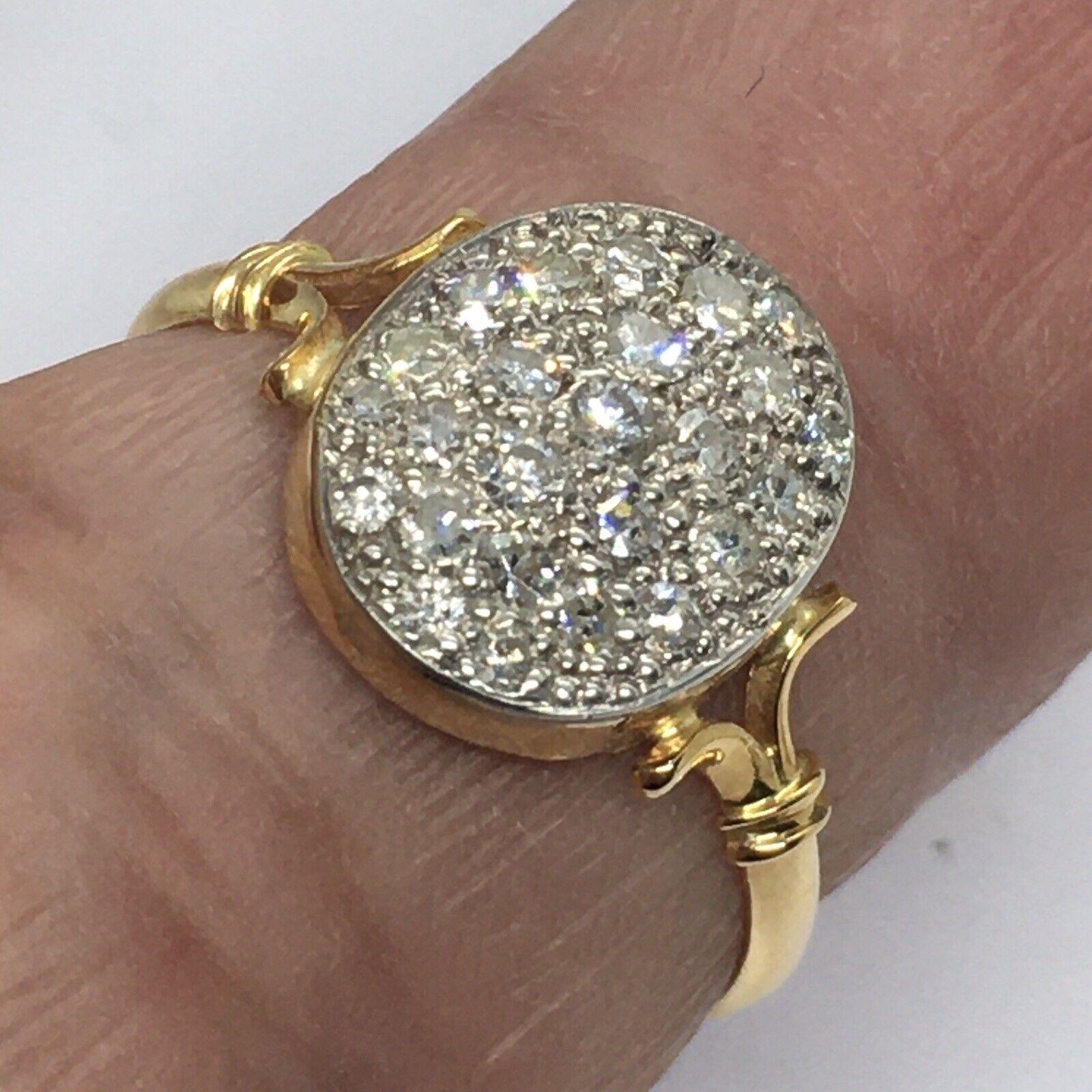 18 Karat Gelbgold Antikes Silber Top 1/2 Karat Diamant Pave Set Ring Größe 7,5 für Damen oder Herren im Angebot