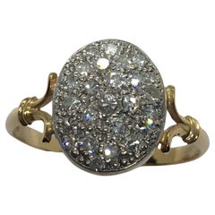 18 Karat Gelbgold Antikes Silber Top 1/2 Karat Diamant Pave Set Ring Größe 7,5