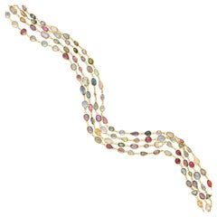 Collana A Link in oro giallo 18k con zaffiro multicolore da 120 carati circa 76" Splendida!
