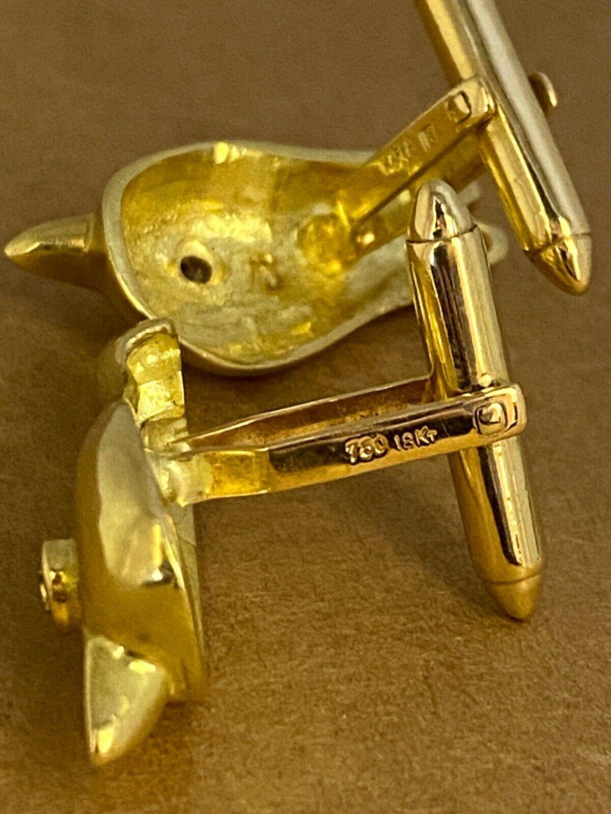 18k Yellow Gold, Argyle Champagne Diamond Melbourne Cup Horse Heads Cufflinks In Excellent Condition For Sale In MELBOURNE, AU