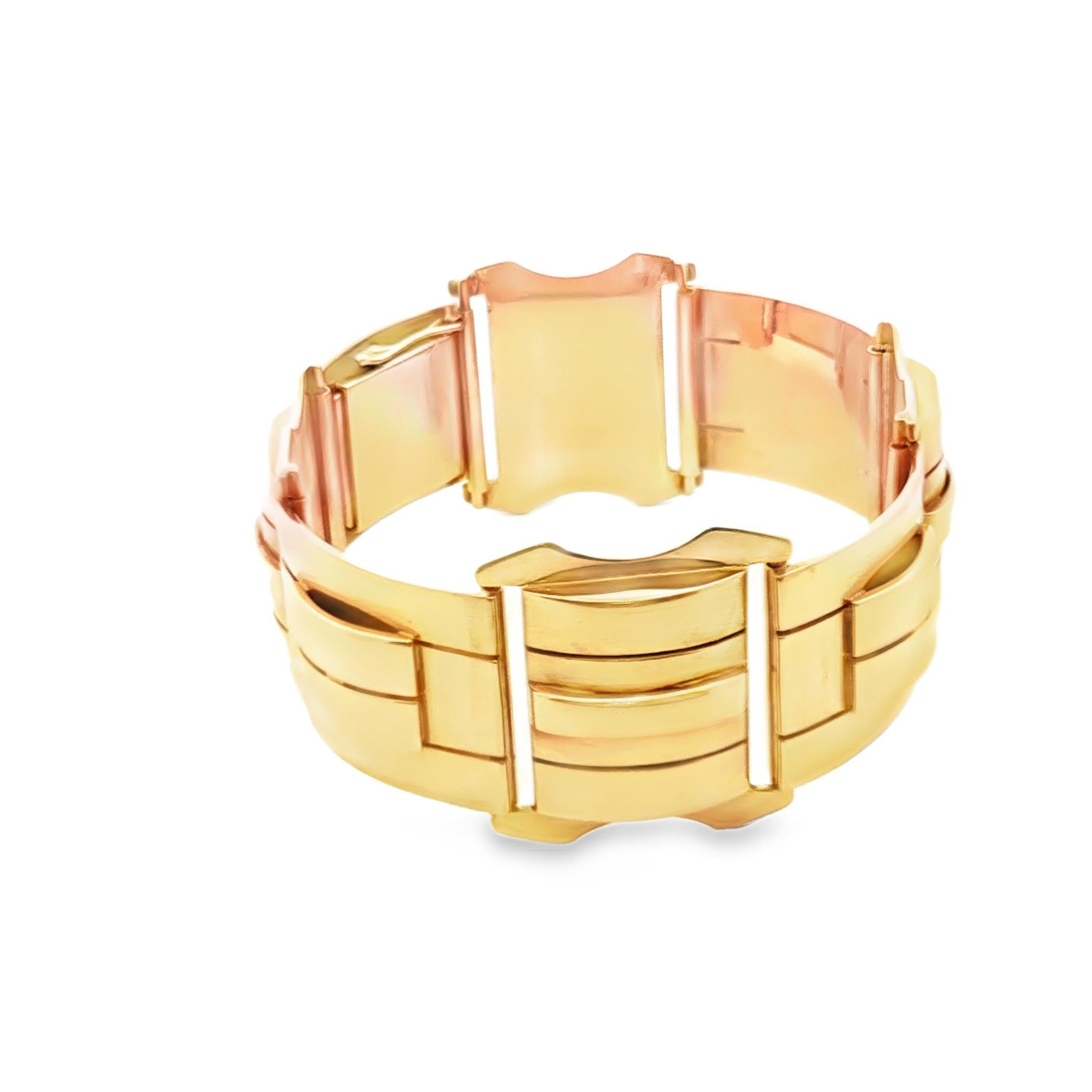 Bracelet Art Déco 1930 en or jaune 18K 100.40 gr Pour femmes en vente