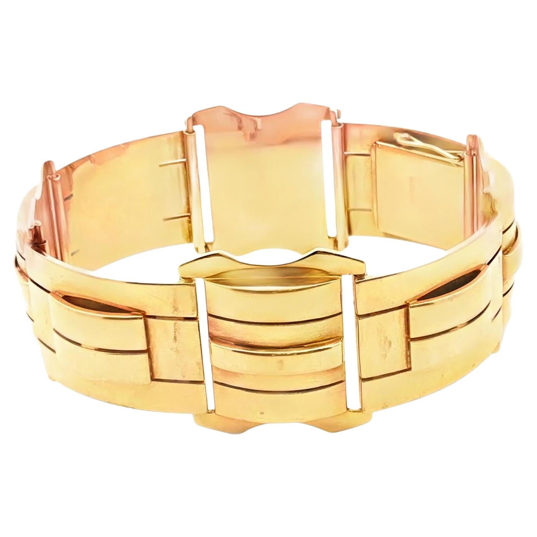 Bracciale Art Deco anni '30 in oro giallo 18 carati 100,40 gr