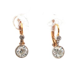 18k Yellow Gold Art Deco Yellow Gold Diamond Drop Earrings