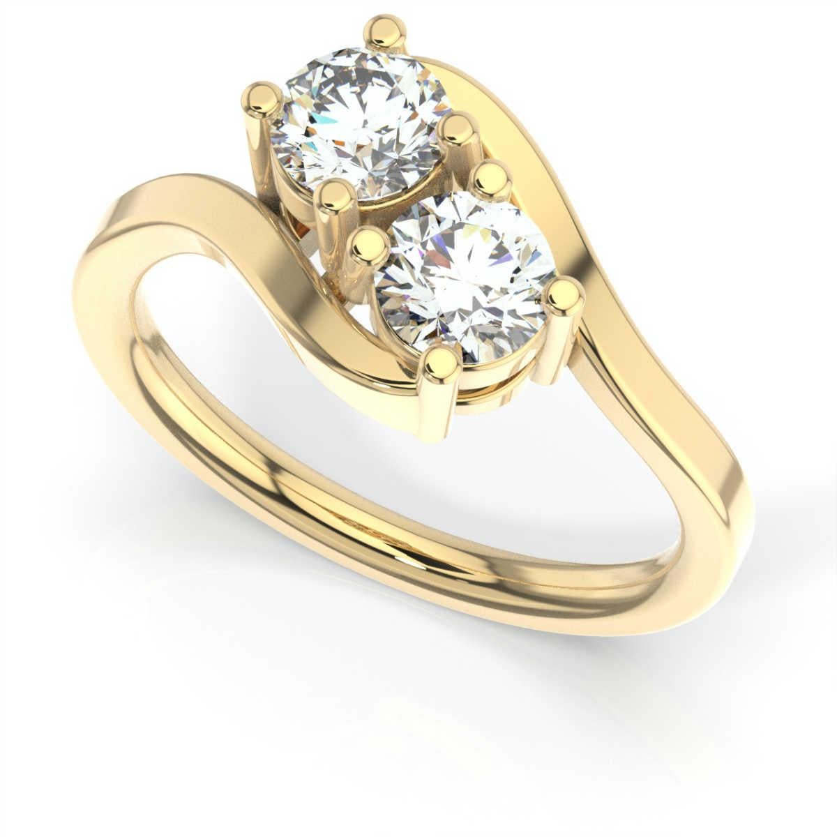 Round Cut 18K Yellow Gold Artemis Diamond Ring '1 Ct. tw' For Sale