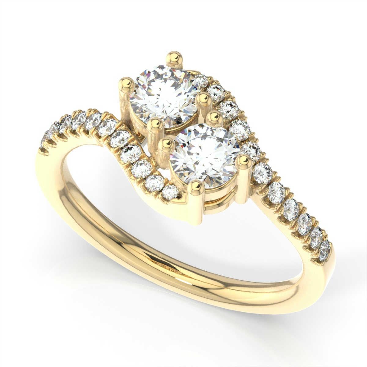 Round Cut 18K Yellow Gold Artemis Micro Prong Diamond Ring '1 Ct. Tw' For Sale