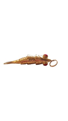 18K Yellow Gold Articulating Fish Charm  #18102