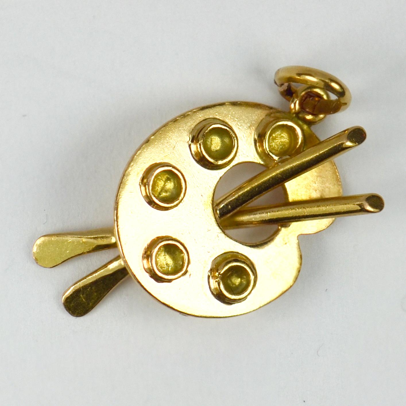18 Karat Yellow Gold Artists Palette Charm Pendant 1