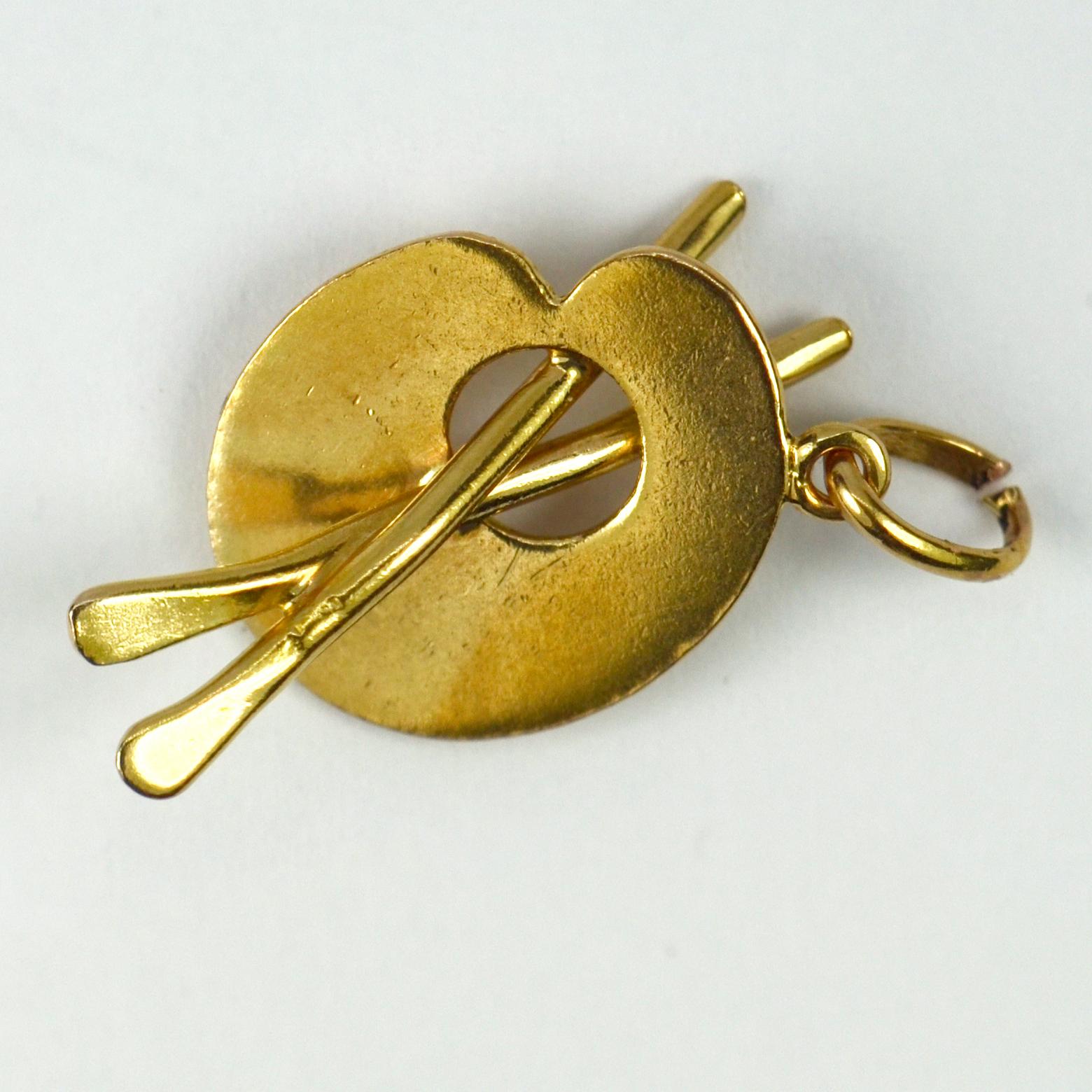 18 Karat Yellow Gold Artists Palette Charm Pendant 2