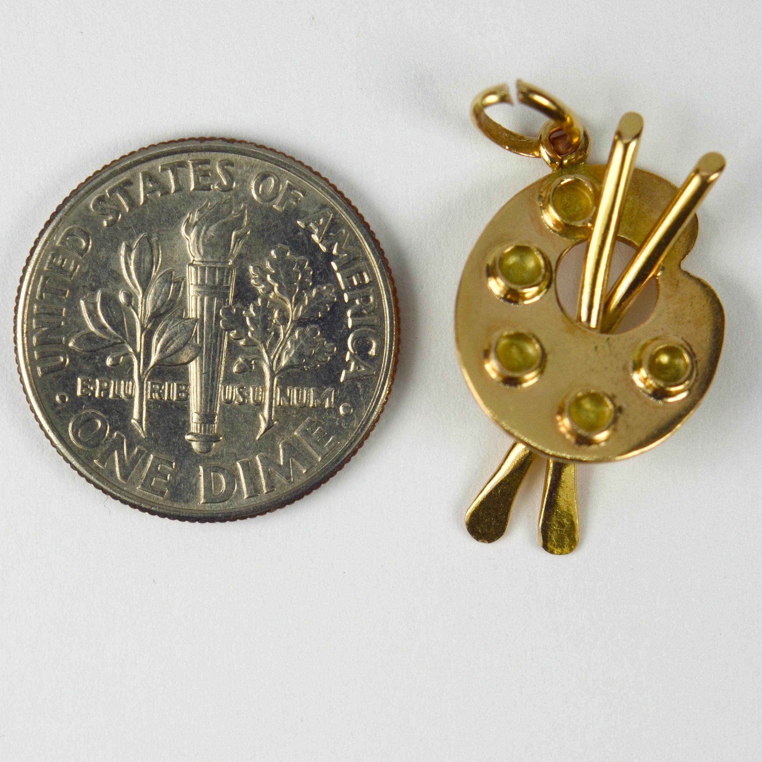 18 Karat Yellow Gold Artists Palette Charm Pendant 3