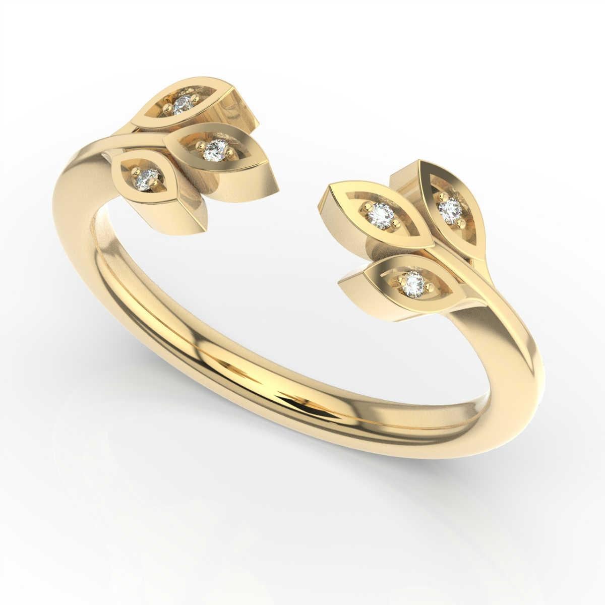 18 Karat Gelbgold Aster Floral Diamant Ring '1/20 Karat' (Rundschliff) im Angebot