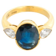 18K Yellow Gold Australian Blue Sapphire Ring