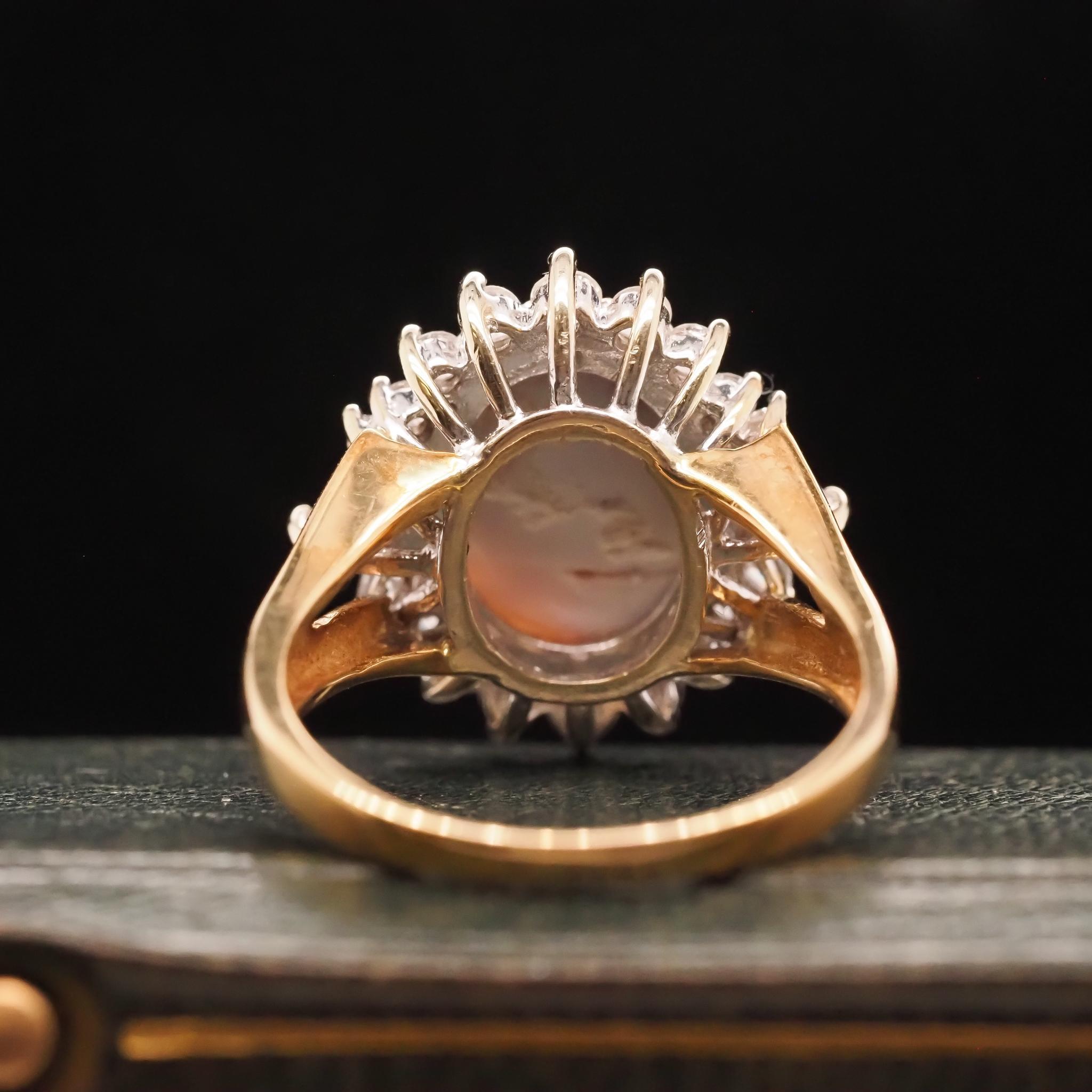 Women's 18K Yellow Gold Australian Opal and Diamond Ring For Sale