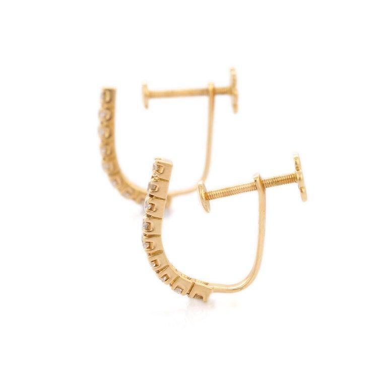18 Karat Gelbgold authentische Diamant-Bar-Ohrstecker für sie im Zustand „Neu“ im Angebot in New York, NY