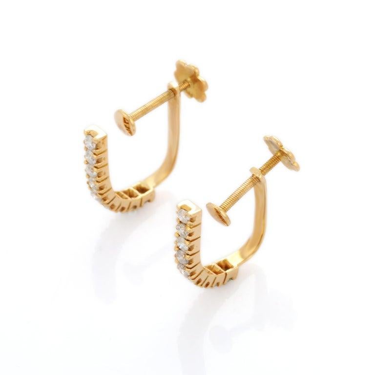 18 Karat Gelbgold authentische Diamant-Bar-Ohrstecker für sie im Angebot 1