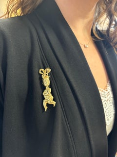 18k Yellow Gold "Baby" Brooch Crafted with Diamond Eyes