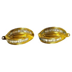 18K Yellow Gold Baguette Channel Set Diamond Earring Jackets with Appraisal