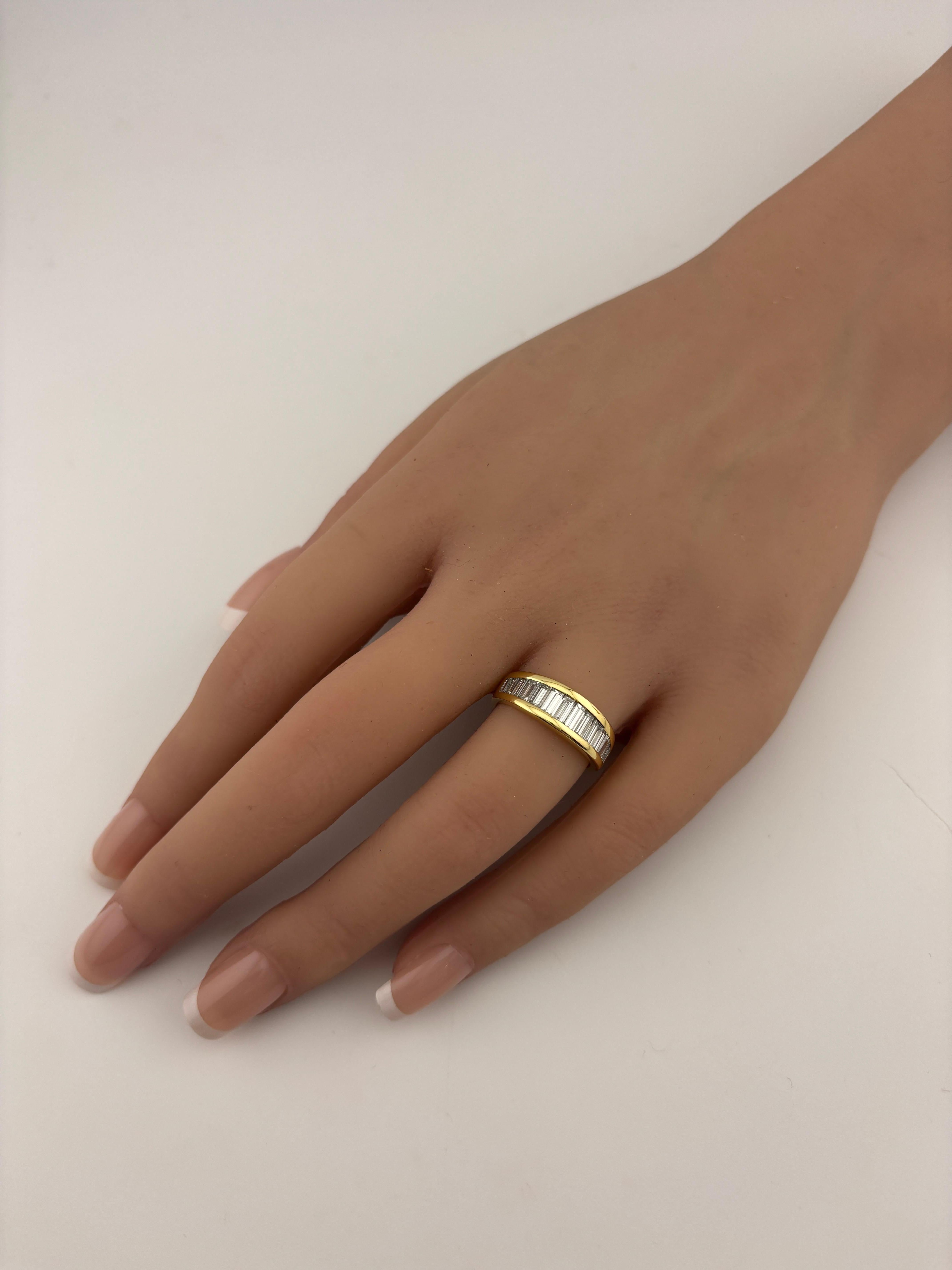 18k Yellow Gold Baguette Diamond Band For Sale 5