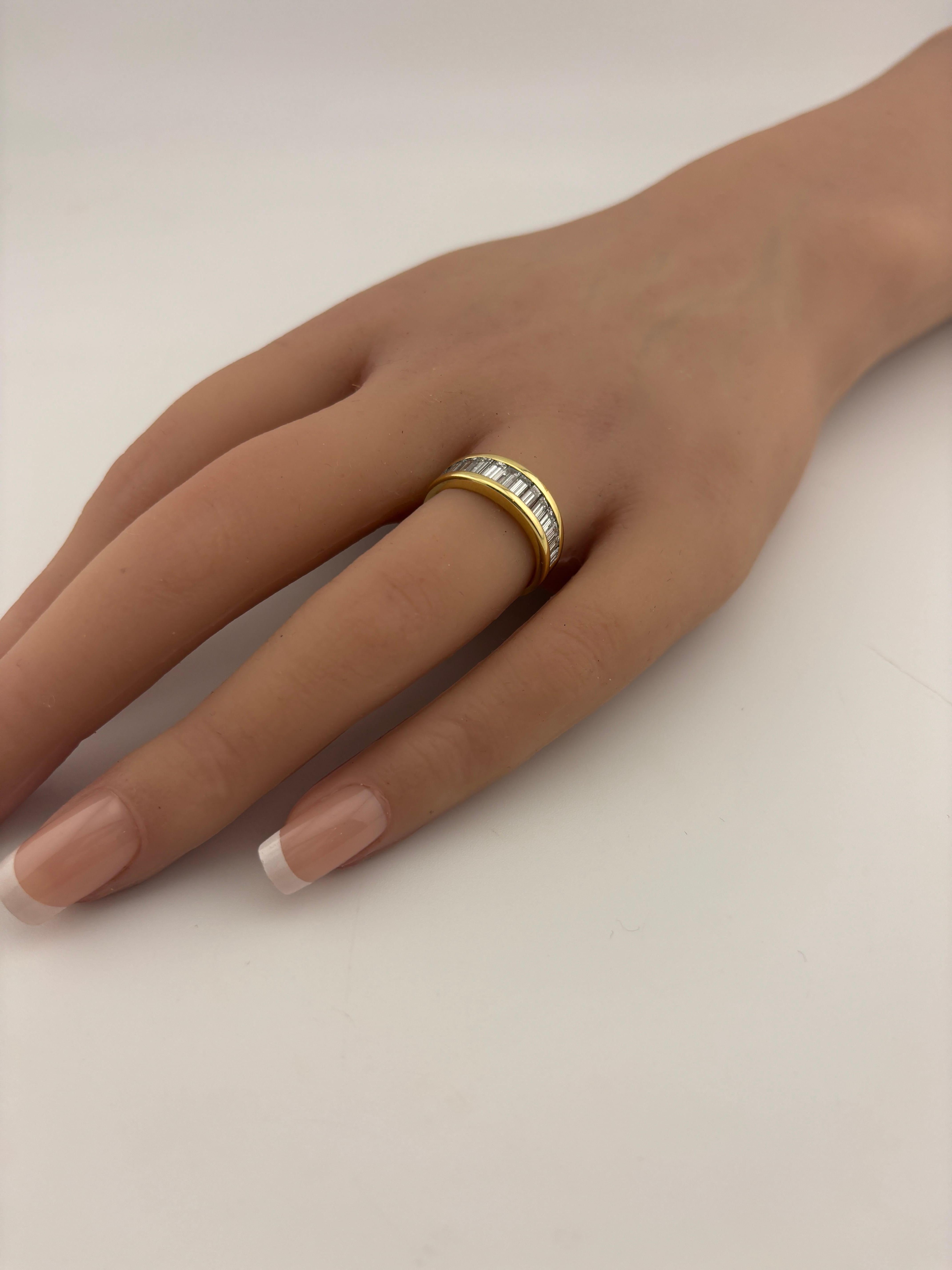 18k Yellow Gold Baguette Diamond Band For Sale 6