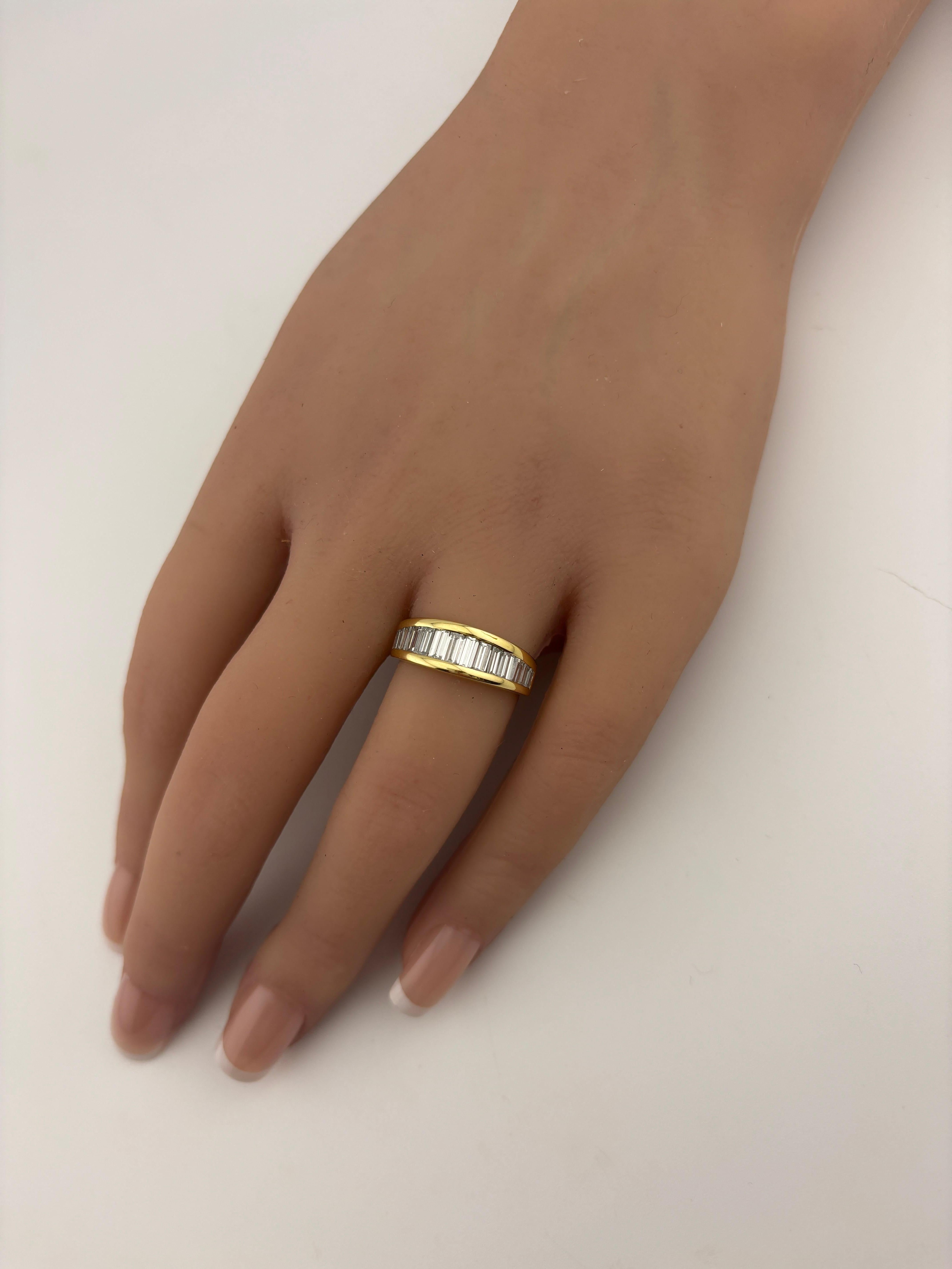 18k Yellow Gold Baguette Diamond Band For Sale 7