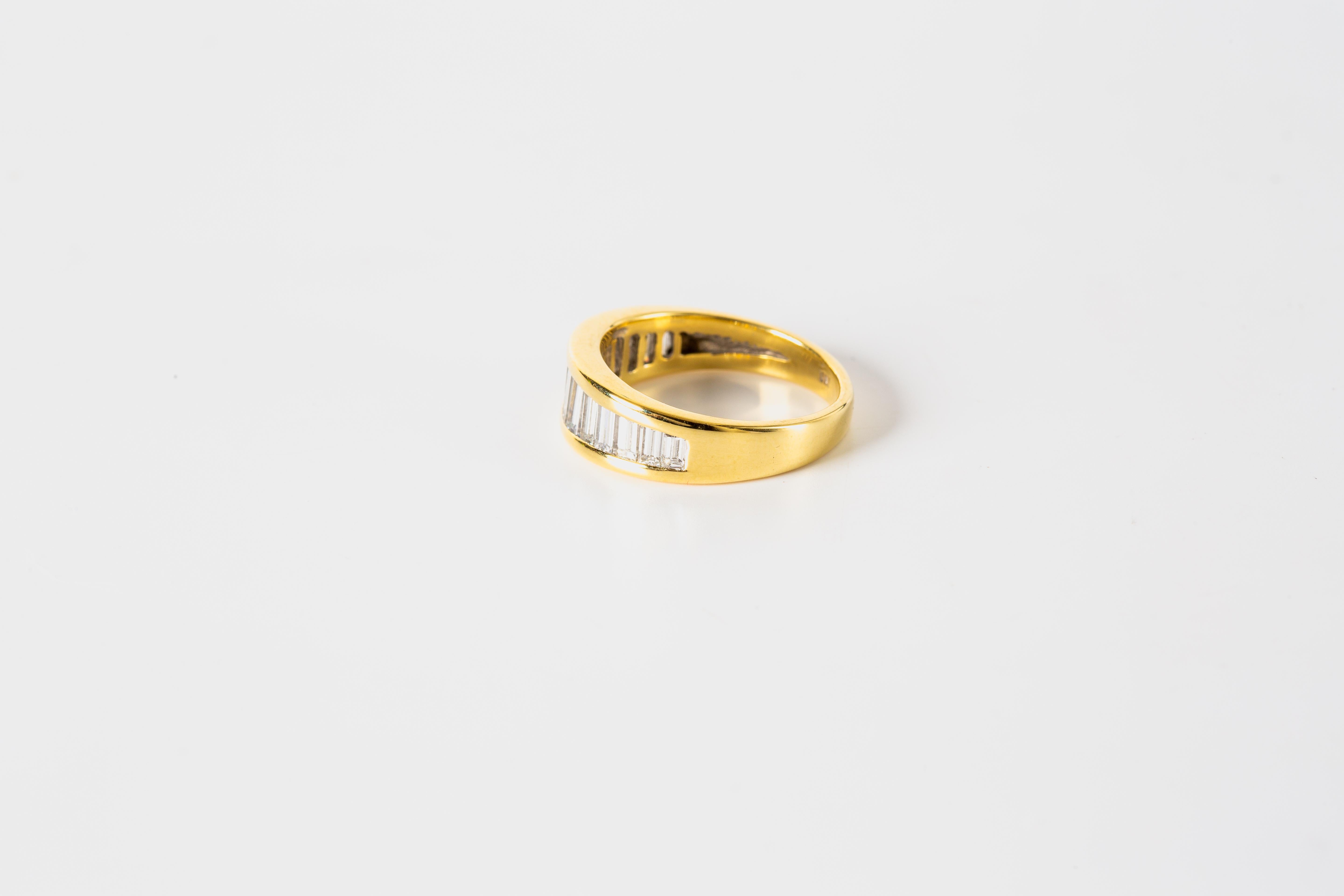 Baguette Cut 18k Yellow Gold Baguette Diamond Band For Sale