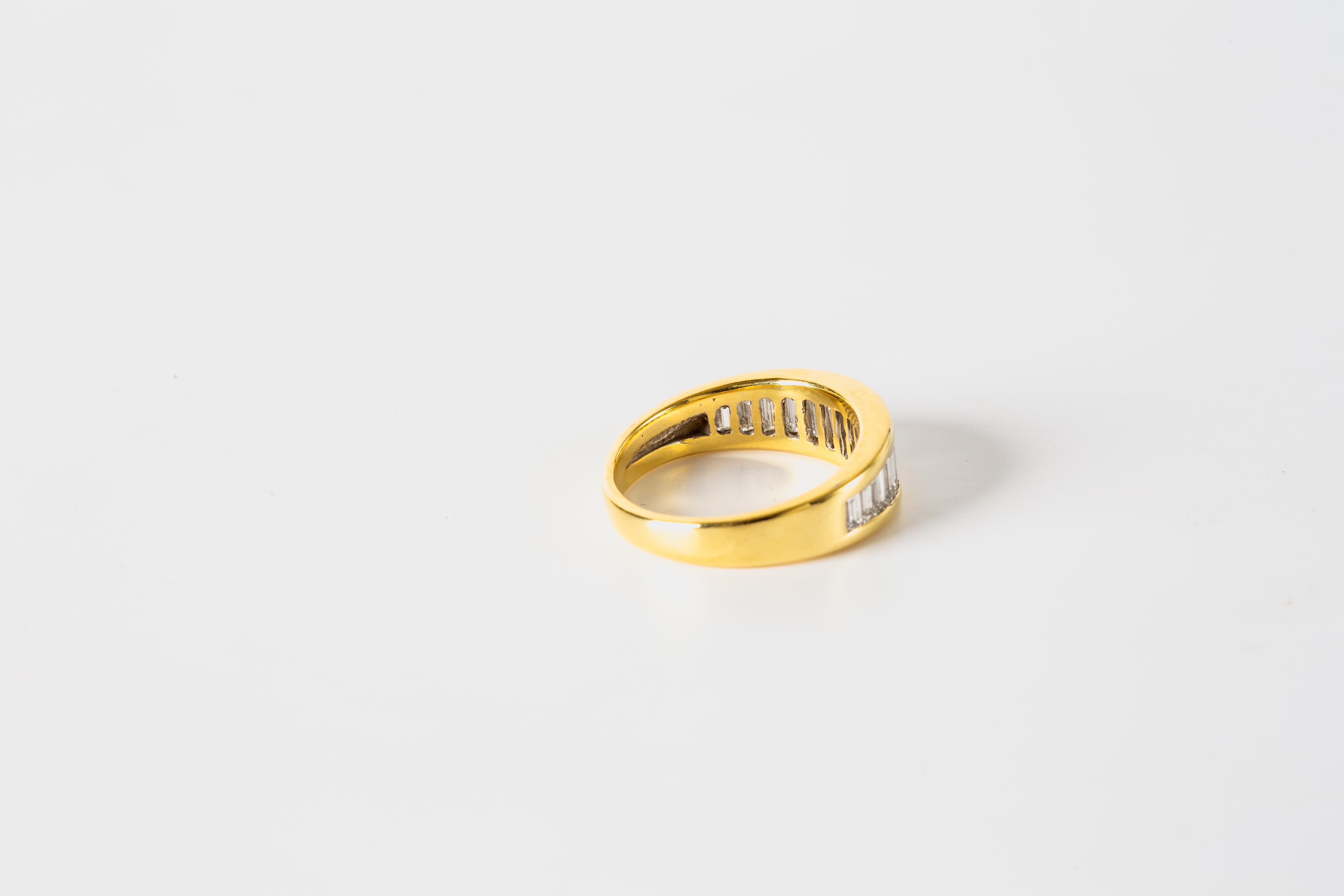 18k Yellow Gold Baguette Diamond Band For Sale 1