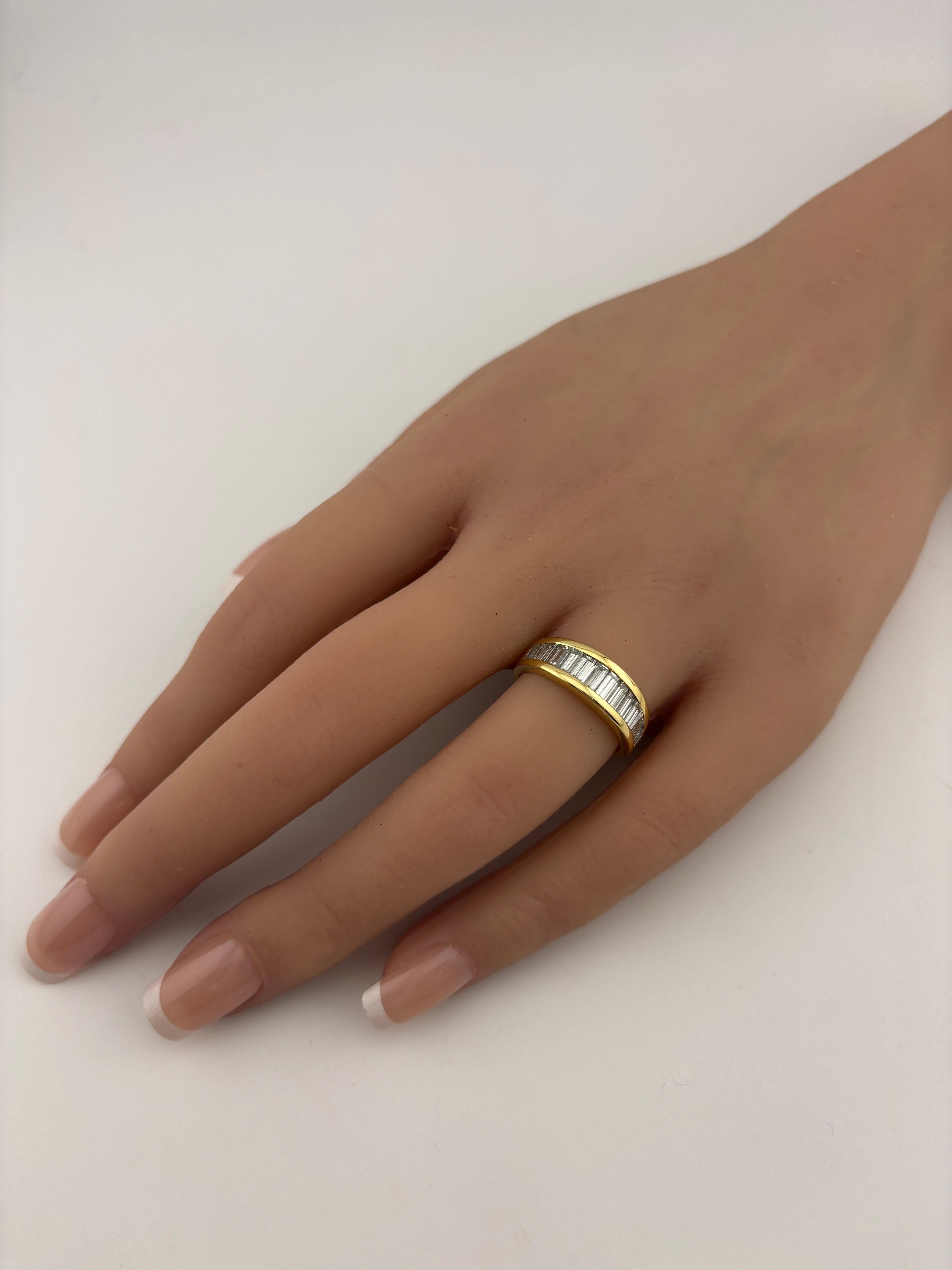 18k Yellow Gold Baguette Diamond Band For Sale 4
