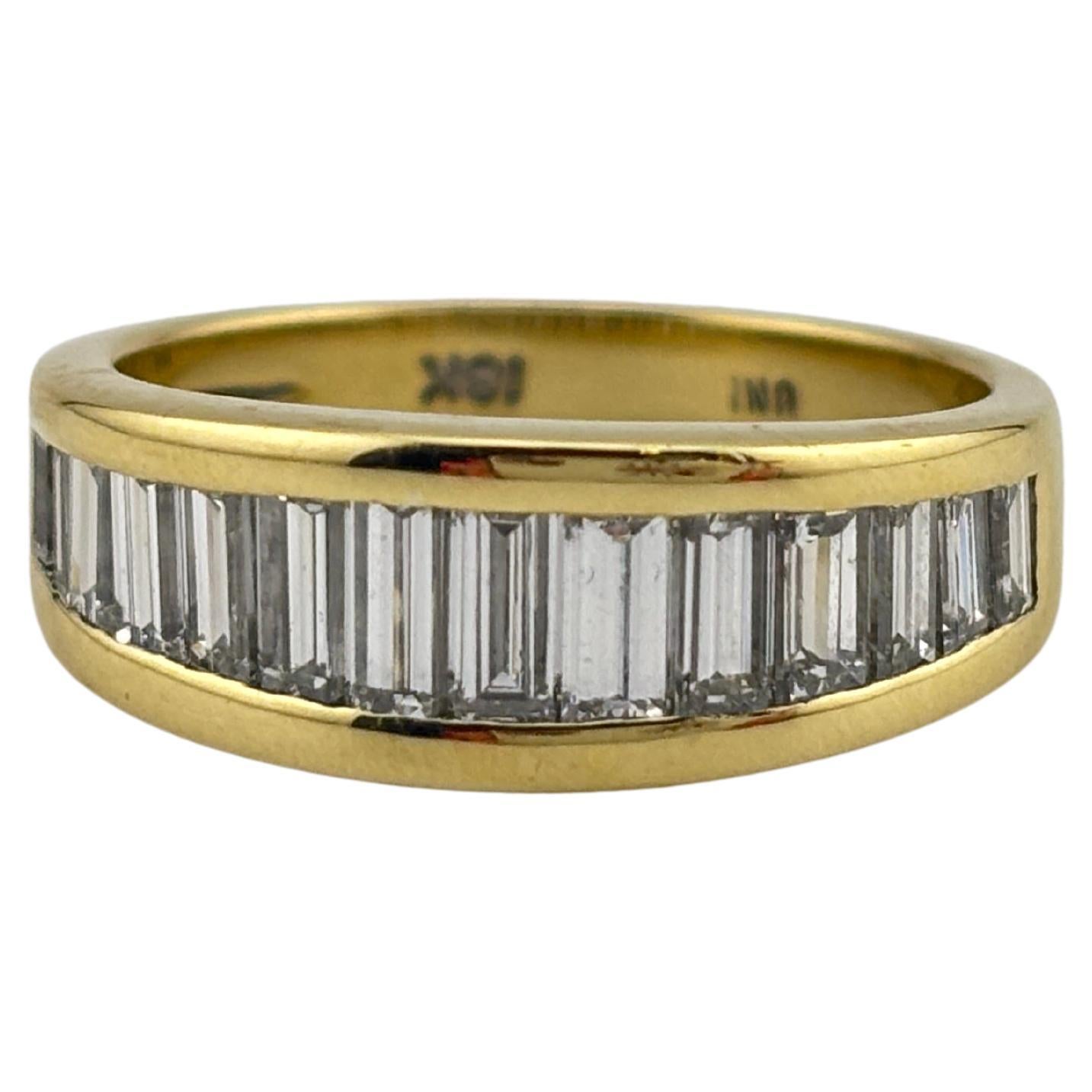 18k Yellow Gold Baguette Diamond Band For Sale