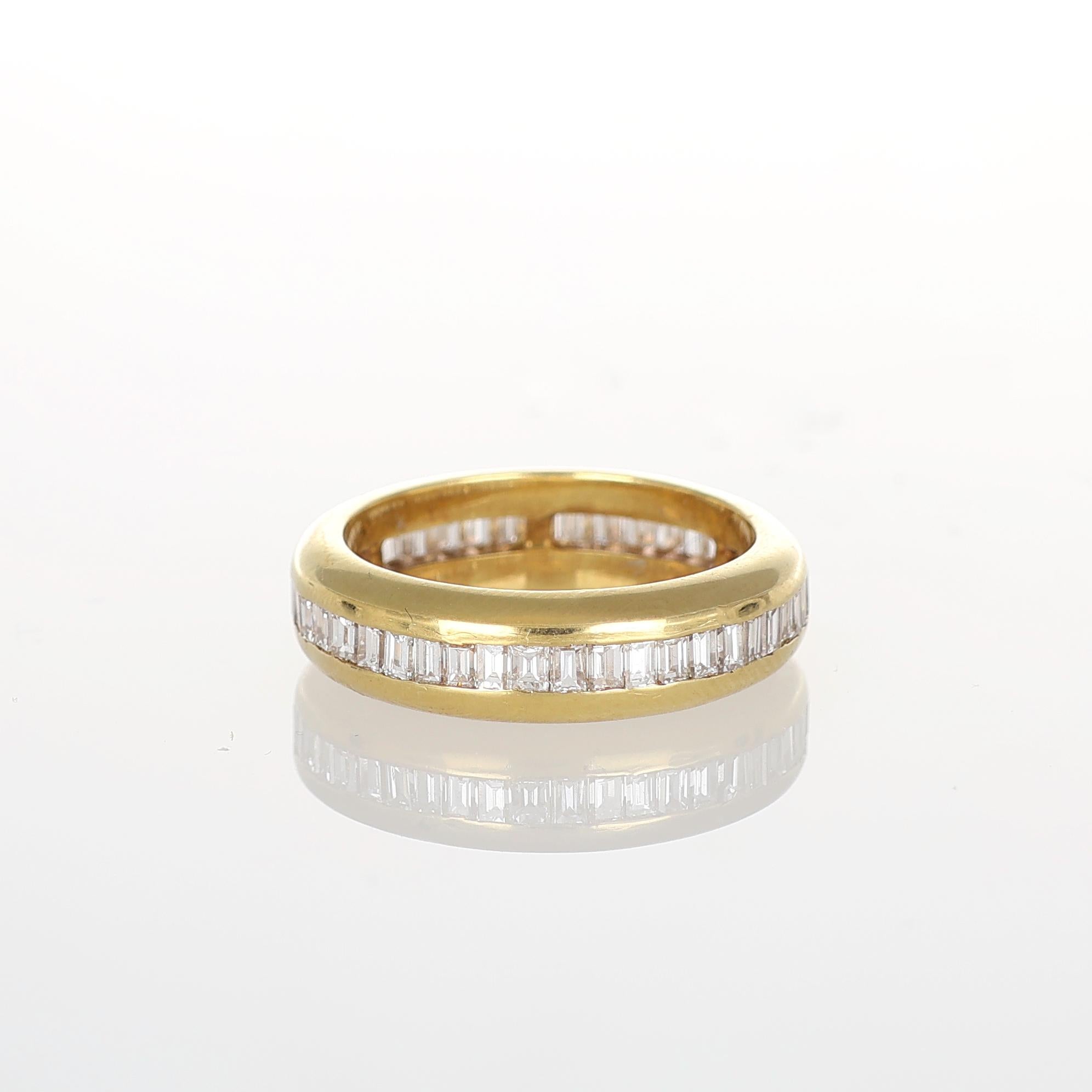Brilliant Cut 18K Yellow Gold Baguette Diamond Eternity Band For Sale