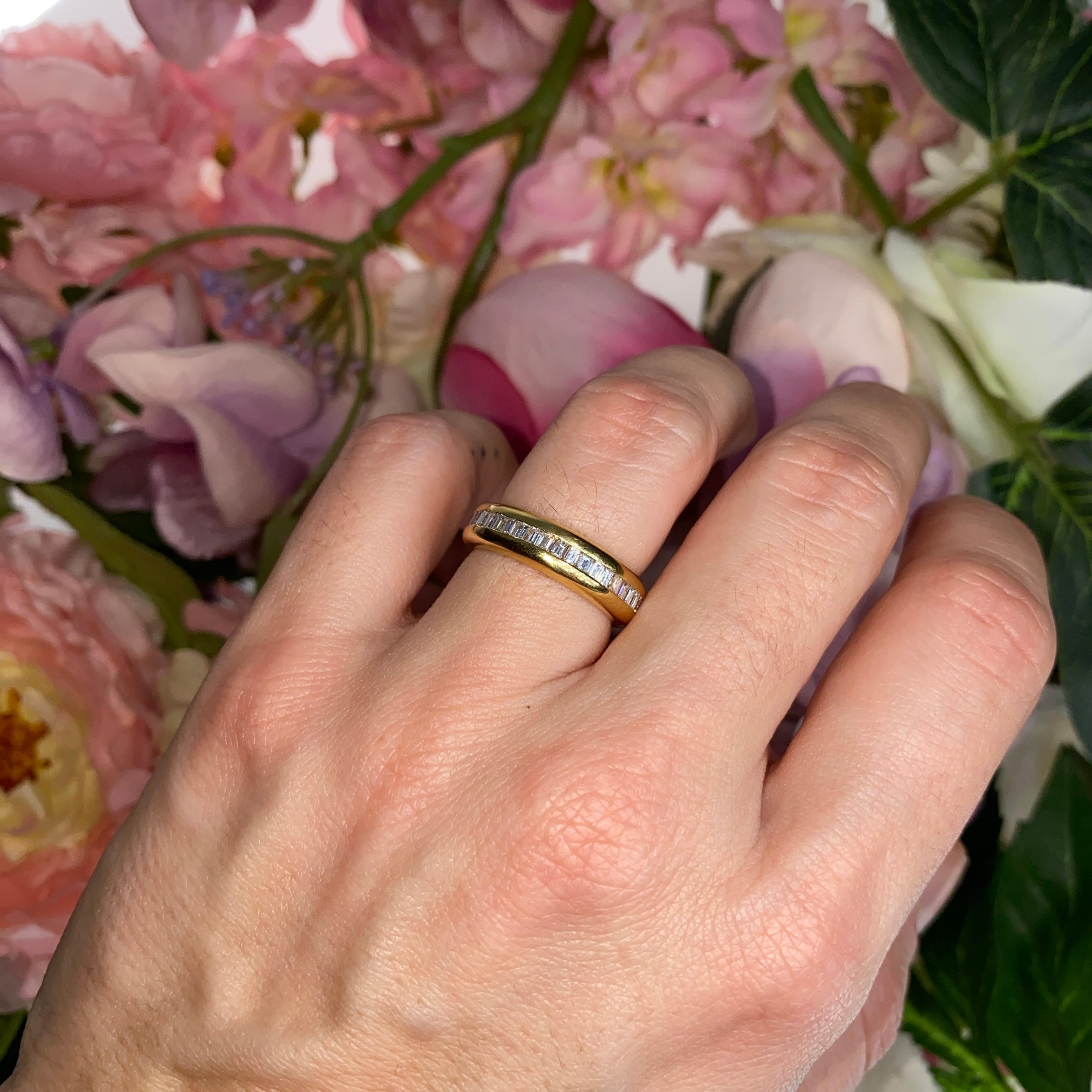 18K Yellow Gold Baguette Diamond Eternity Band For Sale 1