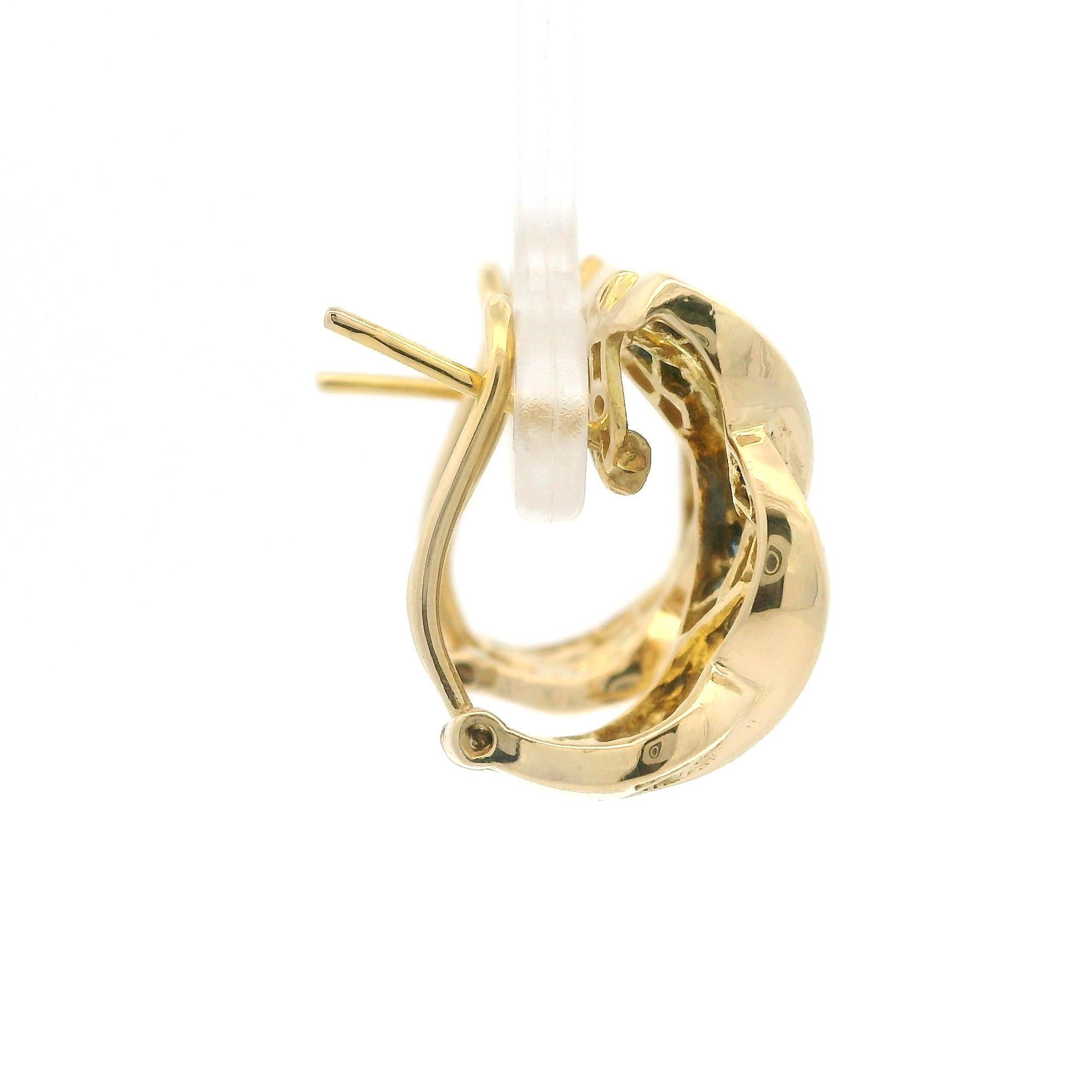 18k Yellow Gold Baguette Sapphire Diamond Braided Cuff Convertible Back Earrings For Sale 5