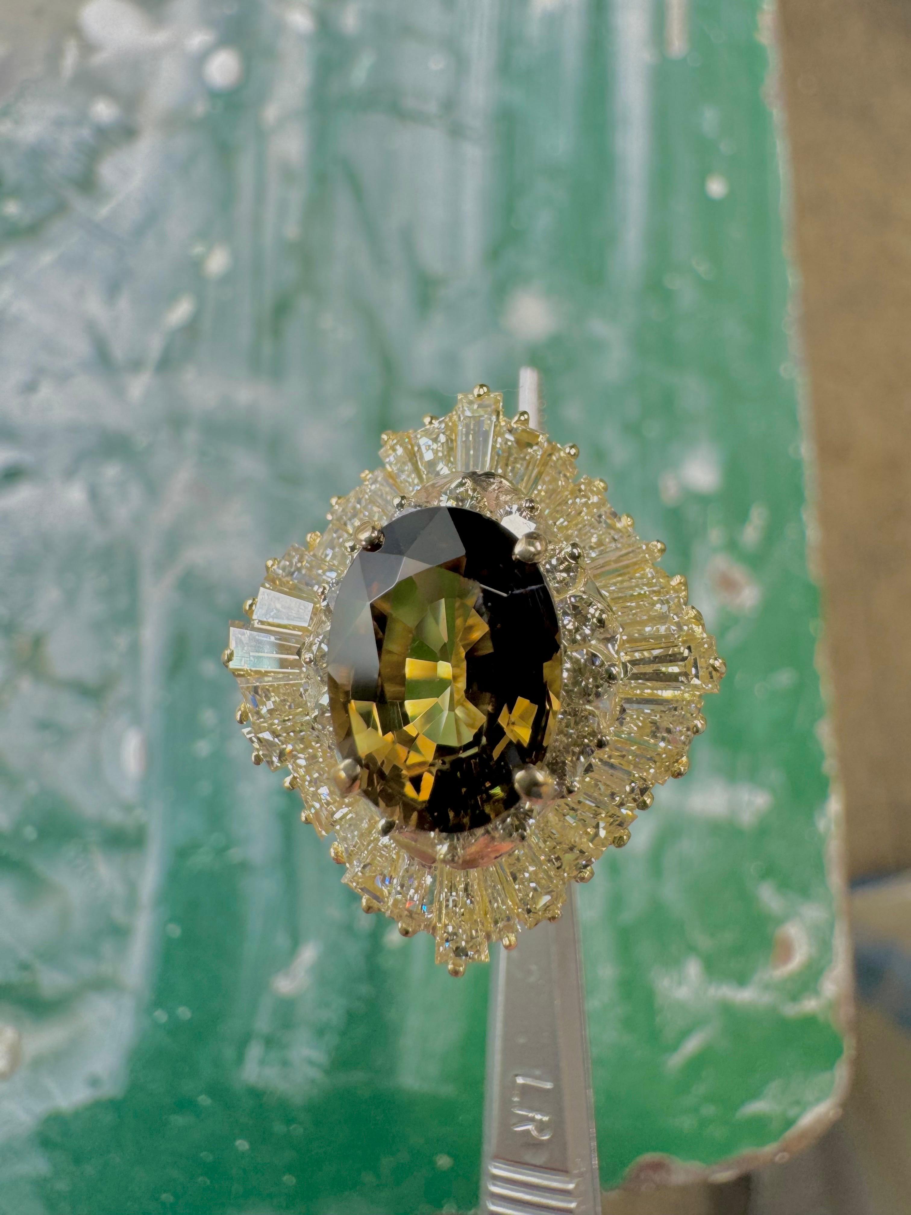 18K Yellow Gold Ballerina Diamond GIA Certified 4.21 Carat Alexandrite Ring 6