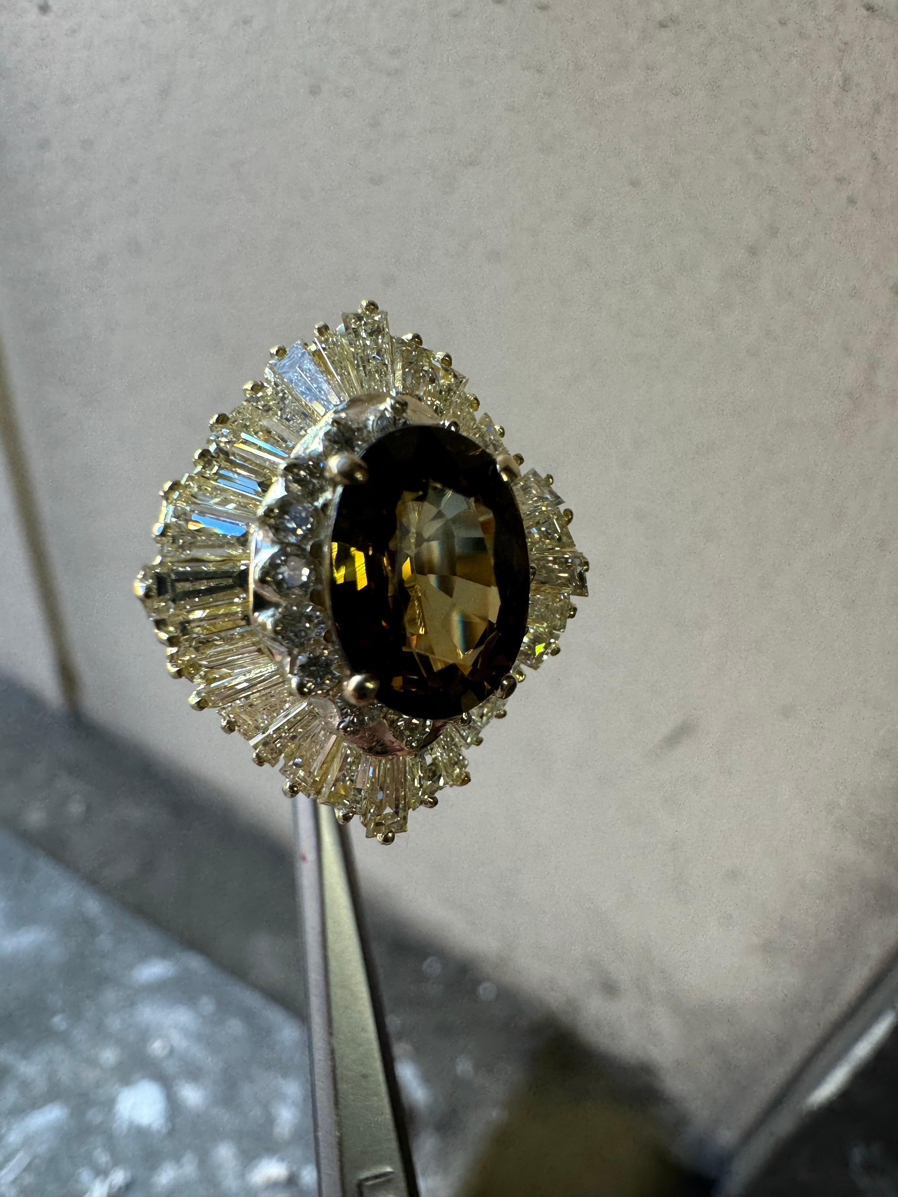 Art Deco 18K Yellow Gold Ballerina Diamond GIA Certified 4.21 Carat Alexandrite Ring