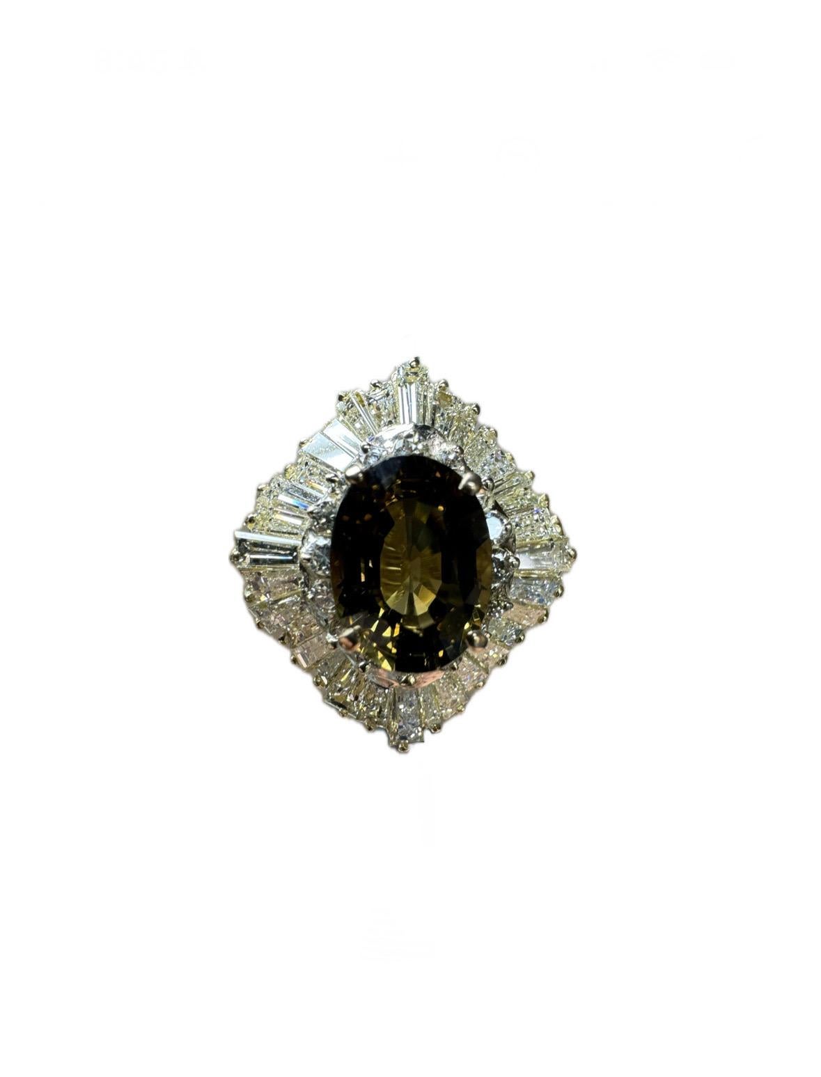 18K Yellow Gold Ballerina Diamond GIA Certified 4.21 Carat Alexandrite Ring 3