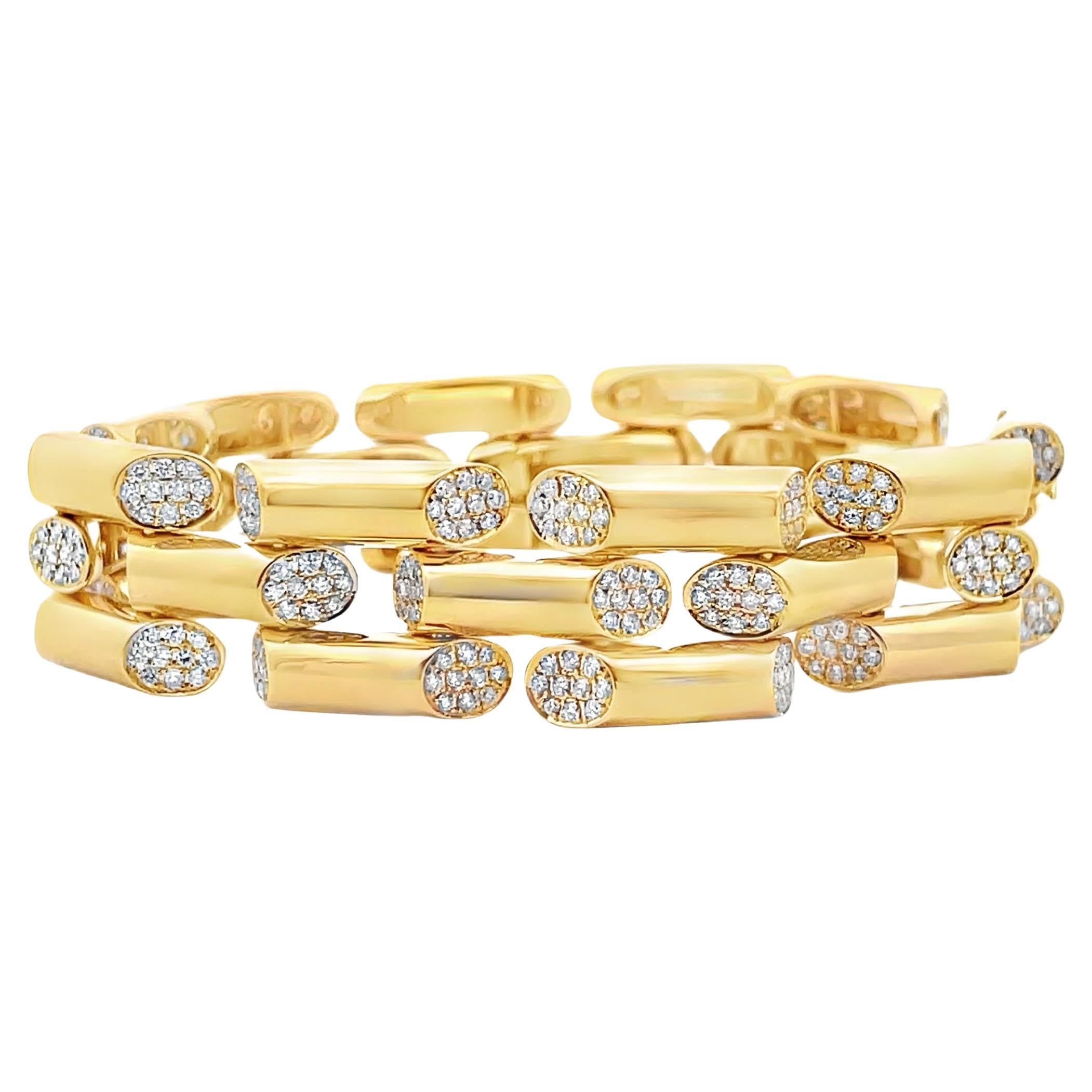Bracciale A Link in oro giallo 18K con diamanti incastonati 3,67 carati in vendita