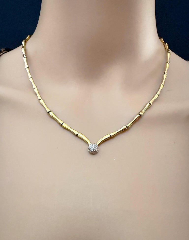 18K Gelbgold Bambus Halskette mit Pave Diamond Ball Anhnger 26,22 Gramm im  Angebot bei 1stDibs Deutschland