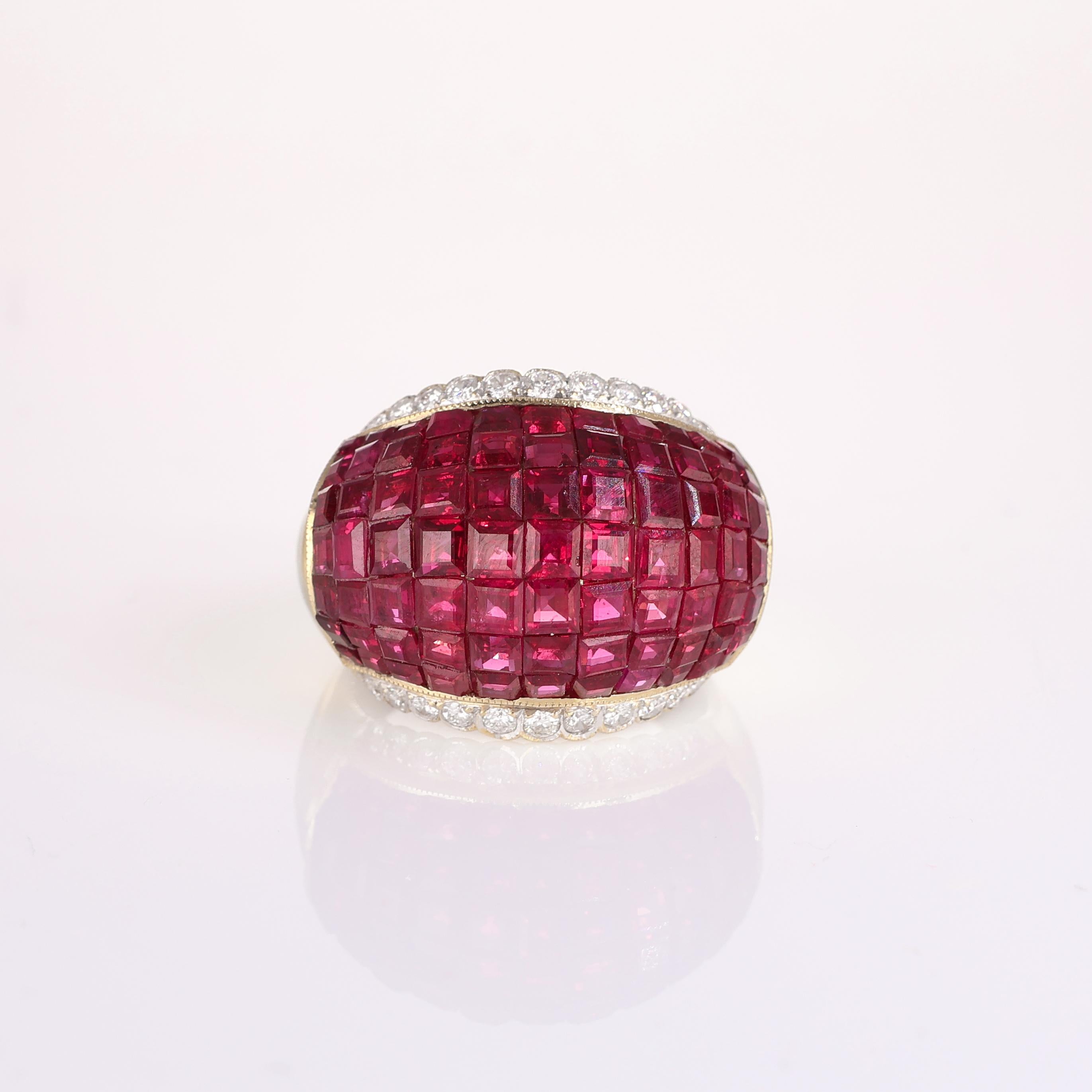 IMPORTANT NOTE:
✔ No additional costs will be added to this order.
✔ Shipping and customs duties are fully covered by us.
--------------------
This exquisite band ring is crafted in 18K yellow gold and features a striking display of carre-cut rubies