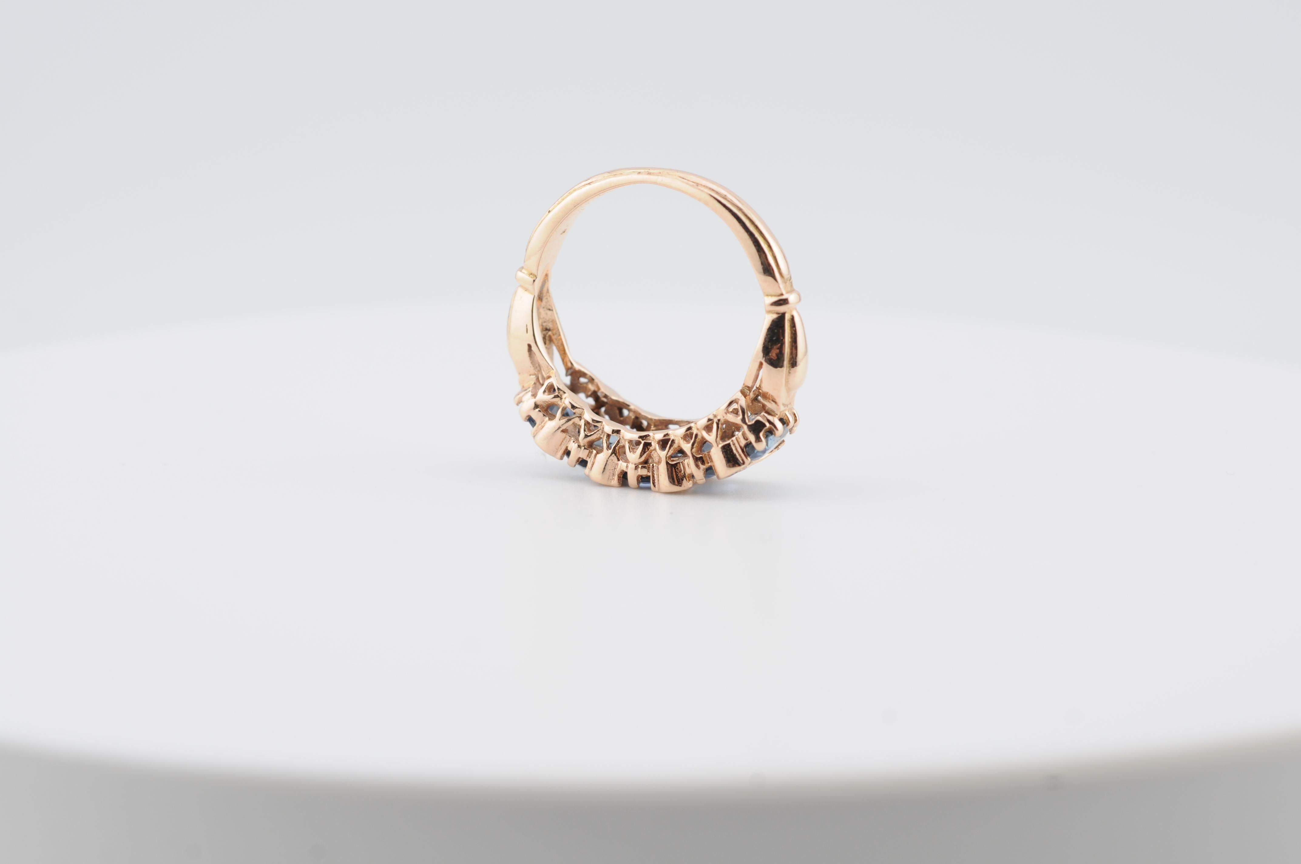 Bague en or jaune 18K avec saphirs bleus de Ceylan - Approx. 5ct en vente 5