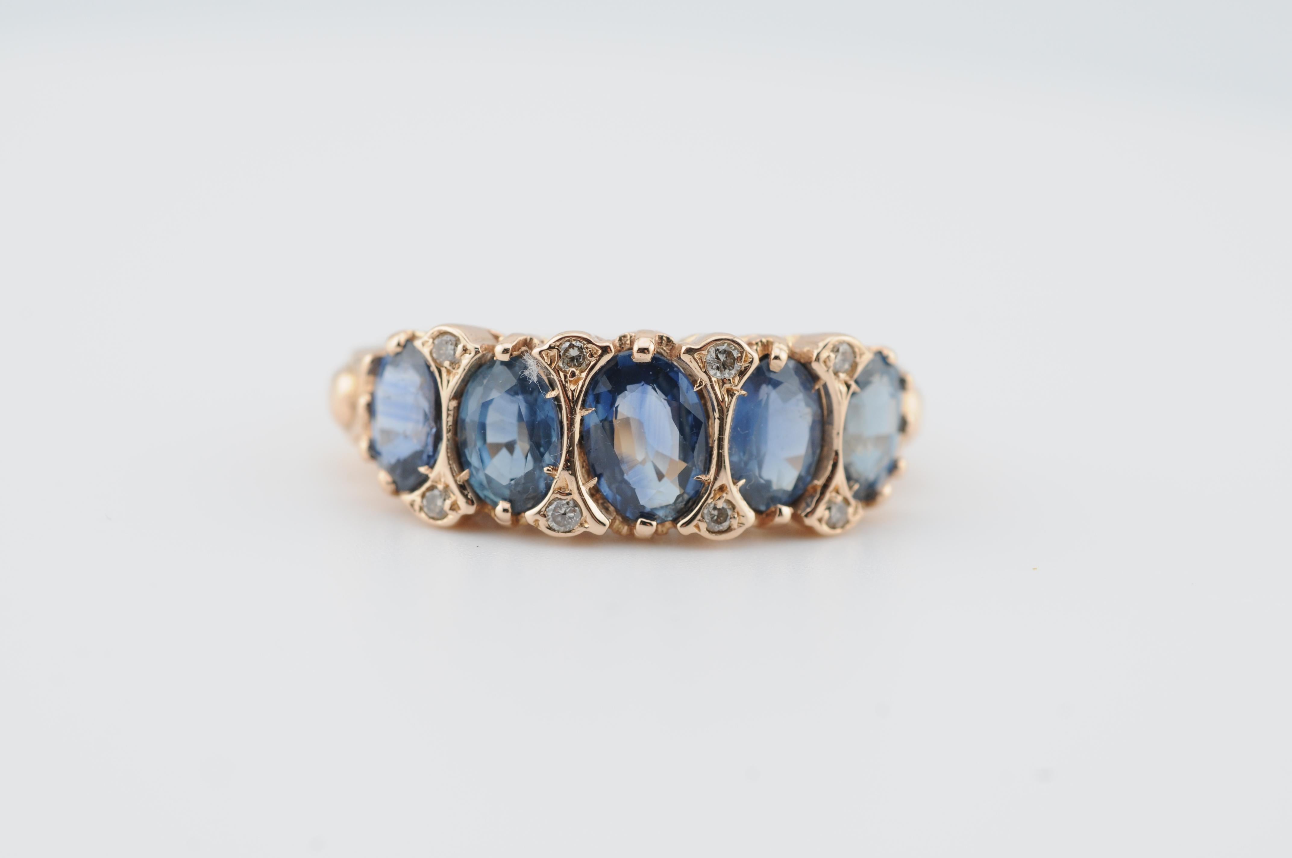 Bague en or jaune 18K avec saphirs bleus de Ceylan - Approx. 5ct Unisexe en vente