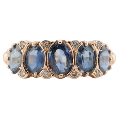 18K Yellow Gold Band Ring with Ceylon Blue Sapphires – Approx. 5ct