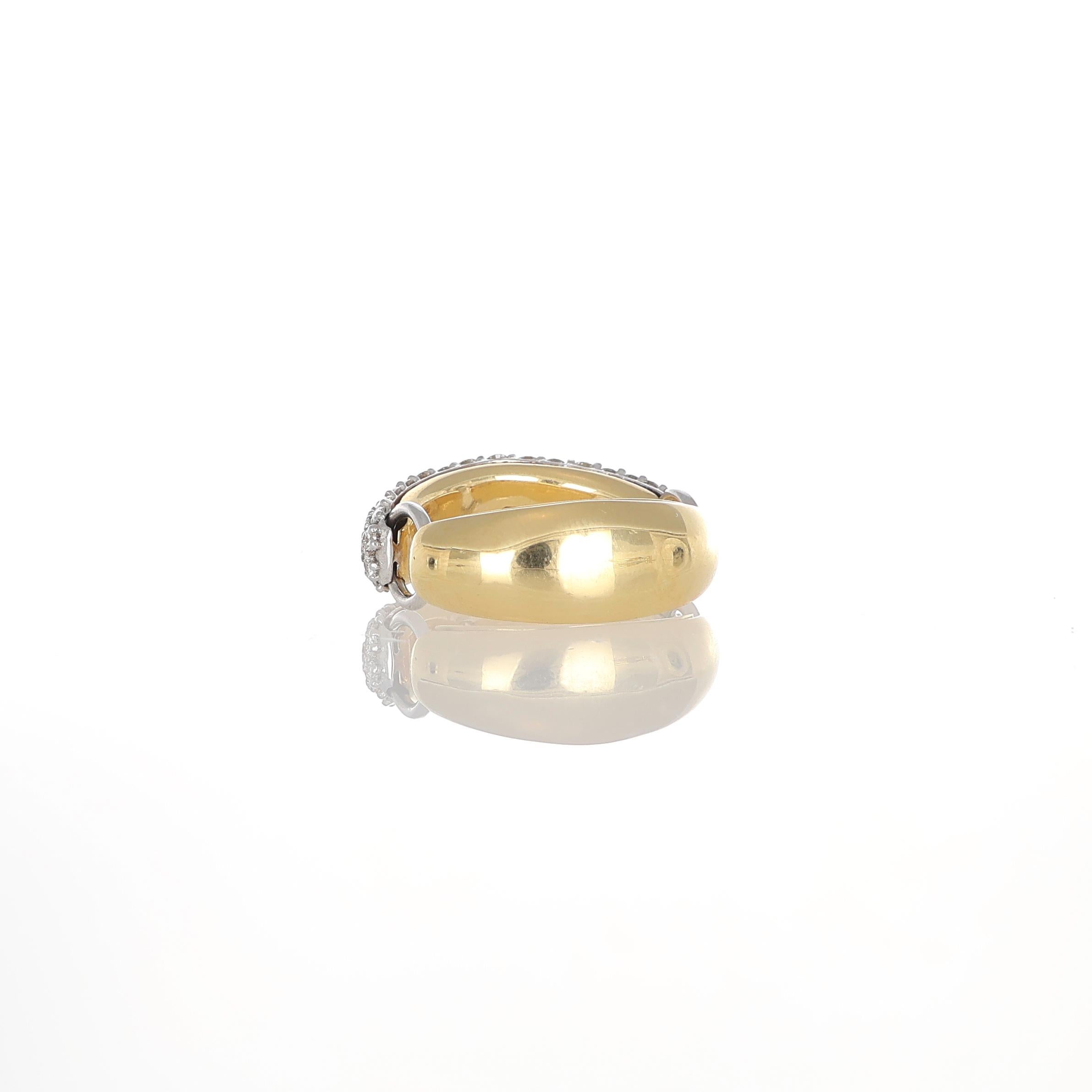 Bague en or jaune 18K avec pavé de diamants et liens latéraux Unisexe en vente