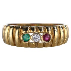 18 Karat Gelbgold Bandring mit Diamanten, Rubinen und Smaragden