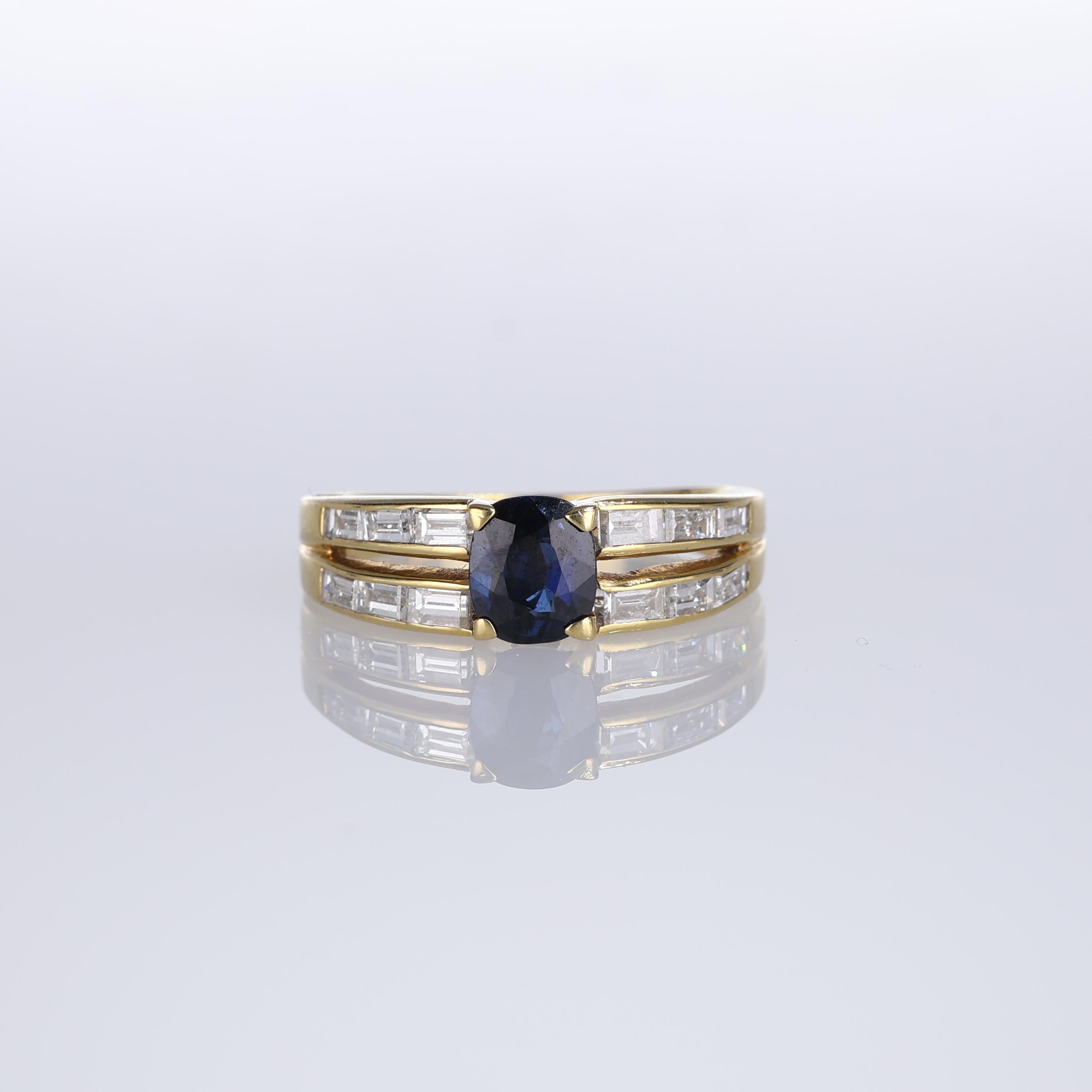 IMPORTANT NOTE:
✔ No additional costs will be added to this order.
✔ Shipping and customs duties are fully covered by us.
--------------------
A luxurious 18K yellow gold band ring featuring an oval-cut sapphire weighing 0.90 carats as the