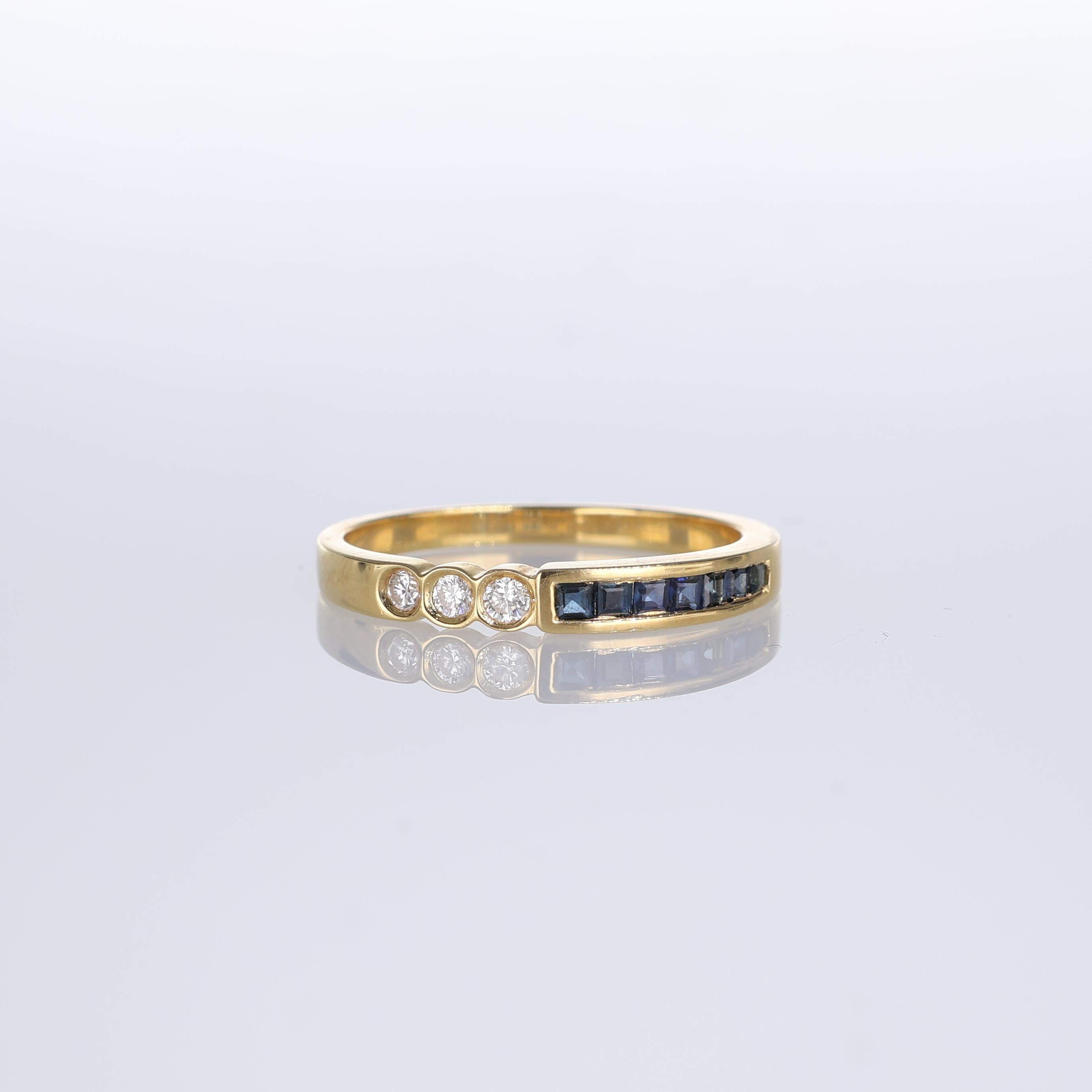 IMPORTANT NOTE:
✔ No additional costs will be added to this order.
✔ Shipping and customs duties are fully covered by us.
--------------------
A delicate 18K yellow gold band adorned with sparkling diamonds and vibrant sapphires. This refined design