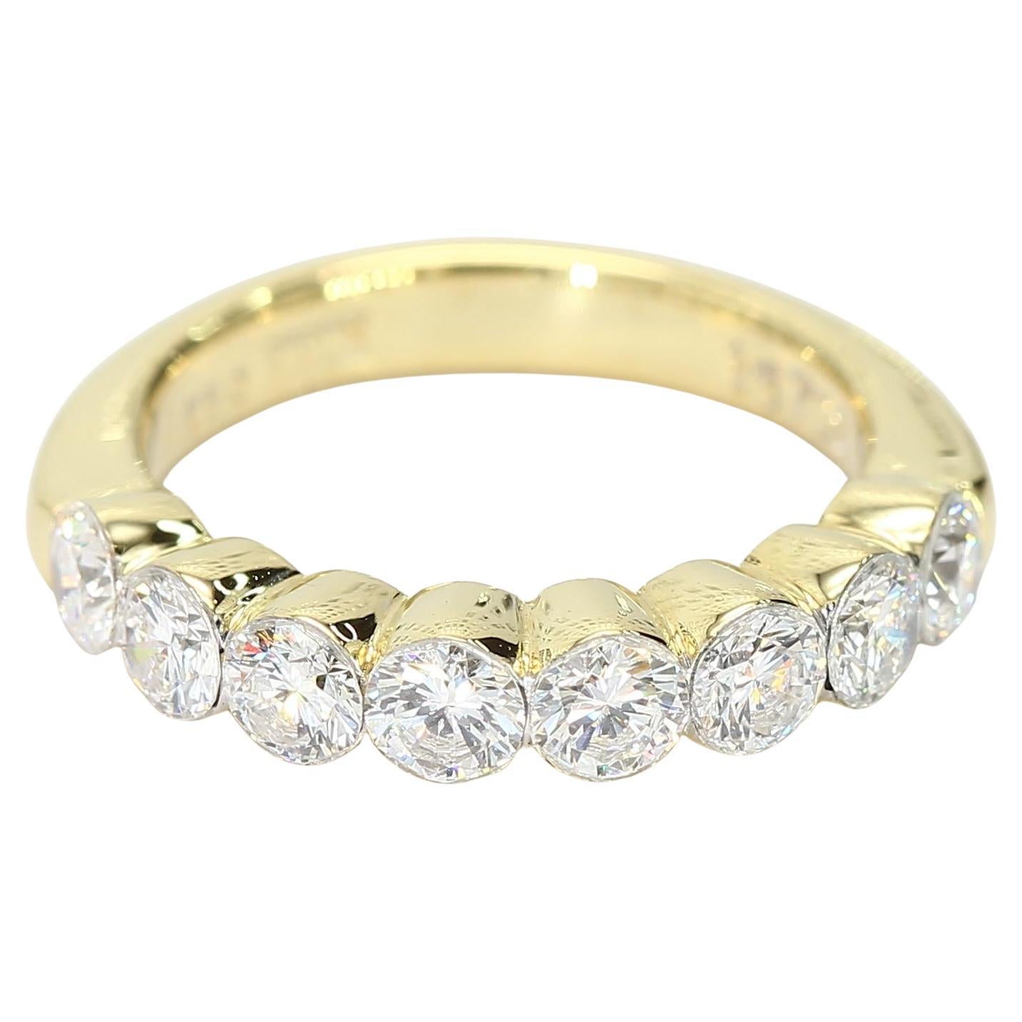 18k Yellow Gold Band with Eight Bezel Set Diamonds - Size 4