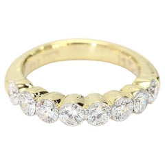 18k Yellow Gold Band with Eight Bezel Set Diamonds - Size 4