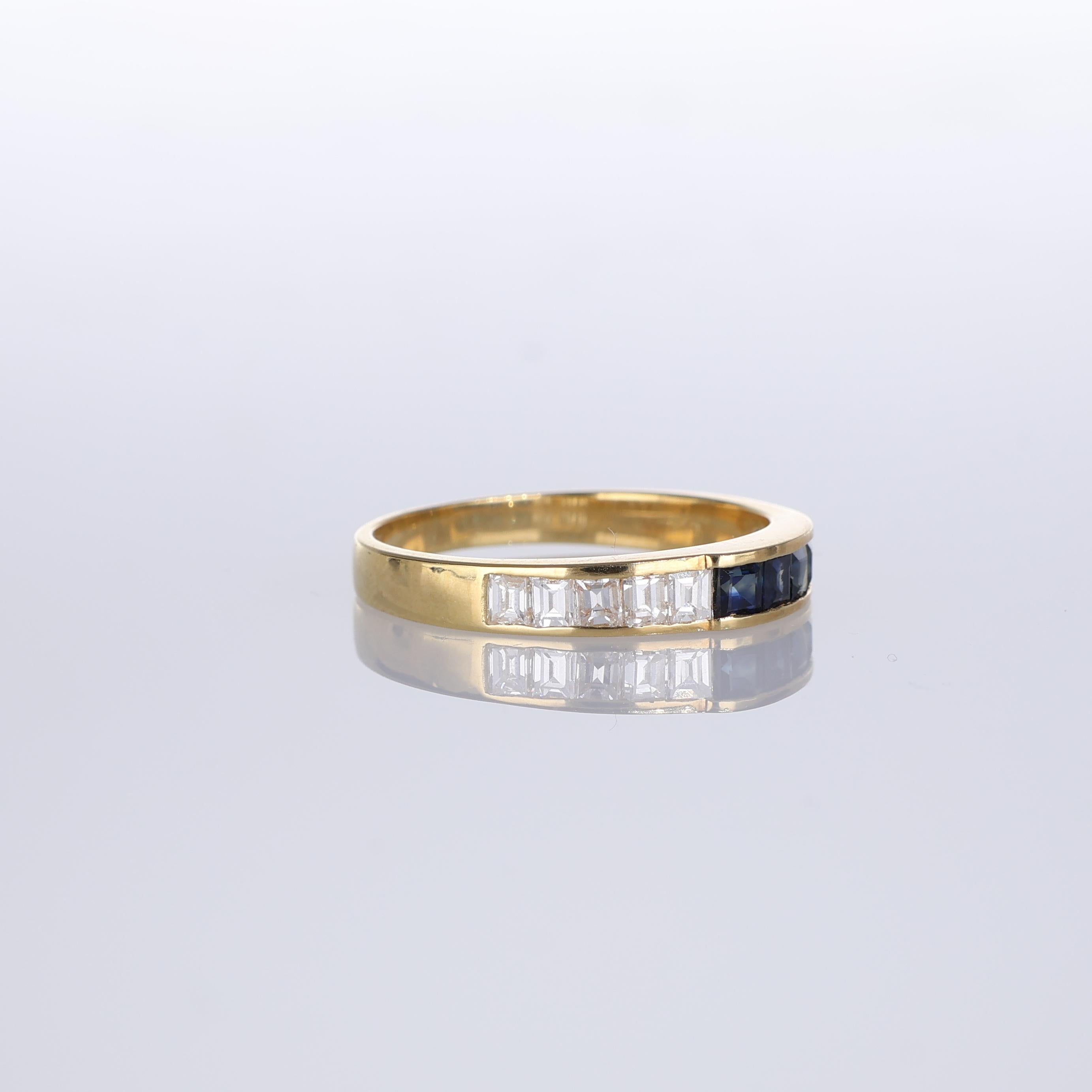 Taille brillant Bracelet en or jaune 18 carats avec saphirs et diamants en vente