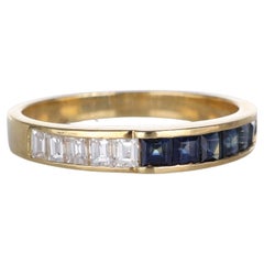 18K Yellow Gold Band with Sapphires and Diamonds