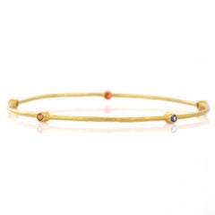 18K Yellow Gold Bangle in Multi-Gemstones