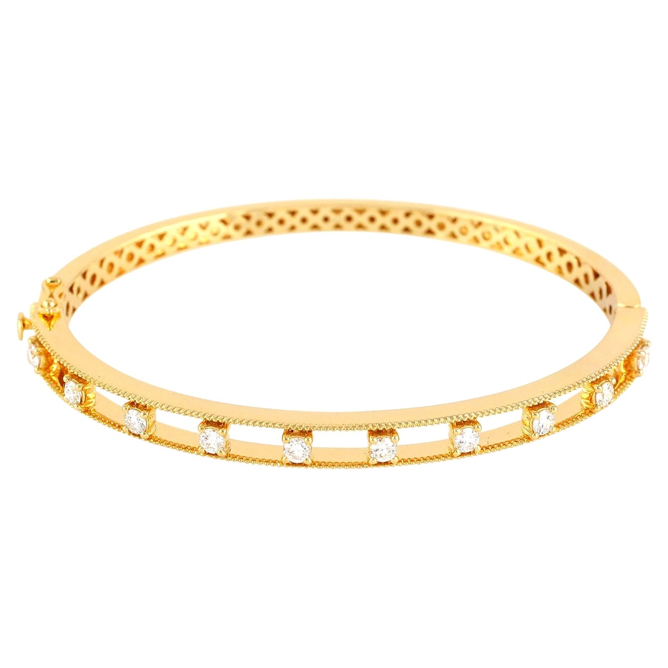 18K Yellow Gold Bangle With Diamonds