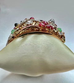 18k Yellow Gold Bangle with Mixed Stones & Round Diamonds 4.05 Tcw